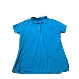 Green Lamb Womens Polo Shirt Blue Size 12 Knit Argyle Short Sleeve Cozy Top